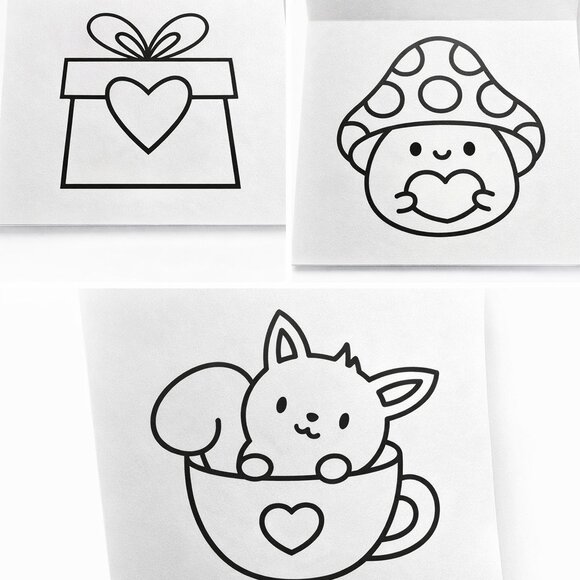 Handmade Cute Mini Coloring Book, Love Theme, 3x3 - Picture 3 of 3